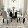 thumbnail image 1 of EUROCO 5-Piece Round Dining Table Set for 4, 43.3'' Kitchen Room Table with 4 Upholstered Chairs and Solid Wood Frame,Kitchen Table Set for Home Living Dining Room, Grey & Black, 1 of 8