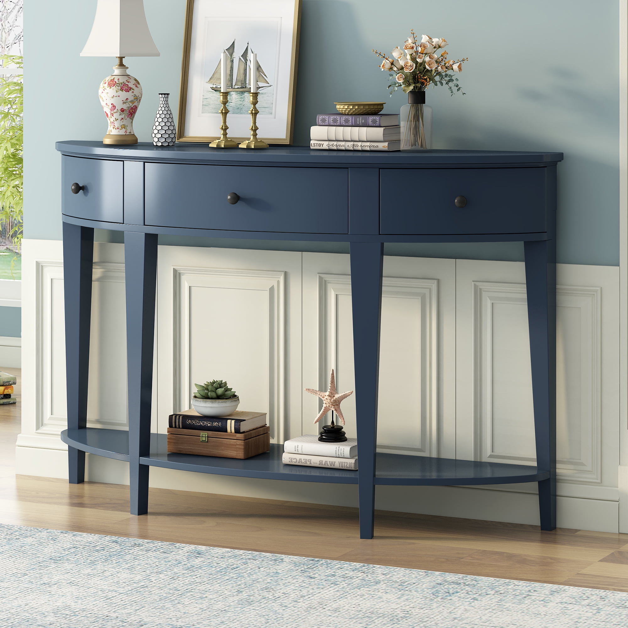 Navy hallway table discount