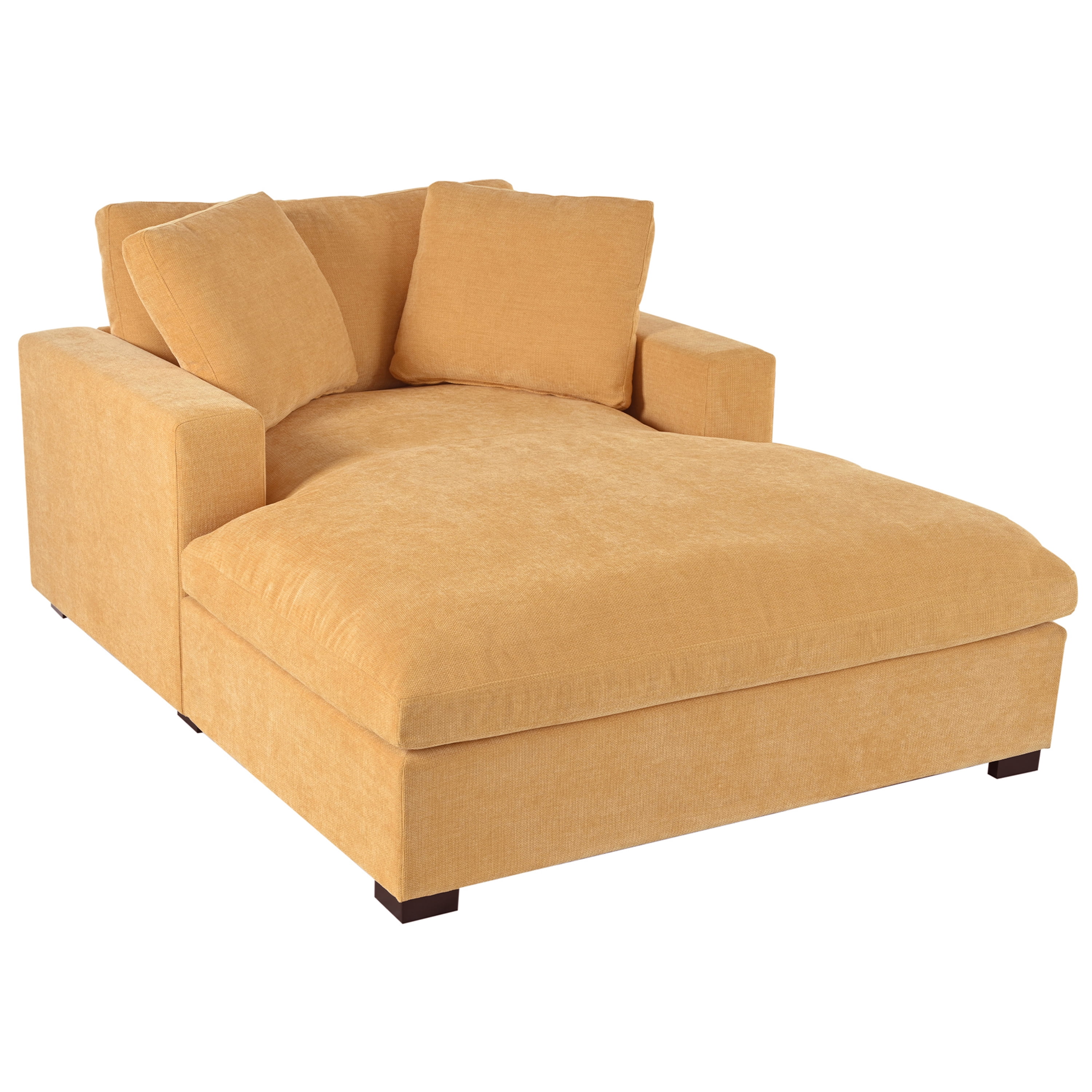EUROCO 53.5"W Oversized Chaise Lounge Indoor,Corduroy Upholstered Sofa Bed with Throw Pillows , Armrests and Solid Wood Legs, Sleeper Chair- Plush Chair Bed for Living Room,Yellow