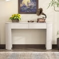 thumbnail image 1 of EUROCO 54" Narrow Entryway Table with Fluted Design, Wood Console Table with Oval Top and 2 Drawers,Long Sofa Table Behind Couch for Living Room Hallway Foyer,White, 1 of 8