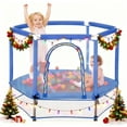thumbnail image 1 of EUROCO 55" Mini Toddler Trampoline with Ocean Balls, No-Gap Design, Small Round Trampoline for Kids with Upper&Lower Safety Net, 1 of 7