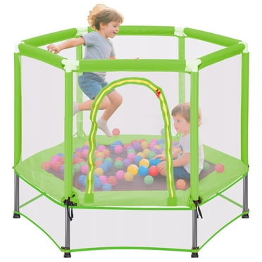 EUROCO 55" Mini Trampoline with Safety Enclosure Net, 4.5FT Indoor & Outdoor Toddler Trampoline with No-Gap Design, Small Trampoline for Kids Easy to Assemble