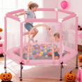 thumbnail image 1 of EUROCO 55" Mini Trampoline with Safety Enclosure Net, 4.5FT Indoor & Outdoor Toddler Trampoline with No-Gap Design, Small Trampoline for Kids Easy to Assemble, 1 of 9