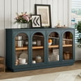 thumbnail image 1 of EUROCO 57.7" Large Sideboard Buffet Cabinet with Storage, Arched Cabinet with Glass Doors and Adjustable Shelves,Kitchen Cabinet for Kitchen, Living Room, Hallway,Navy, 1 of 7