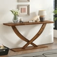 thumbnail image 1 of EUROCO 57" Longer Console Table, Rustic Entryway Table with Solid Wood Cross-Leg,Narrow Wood Sofa Table Foyer Table for Entrance, Living Room,Brown, 1 of 7