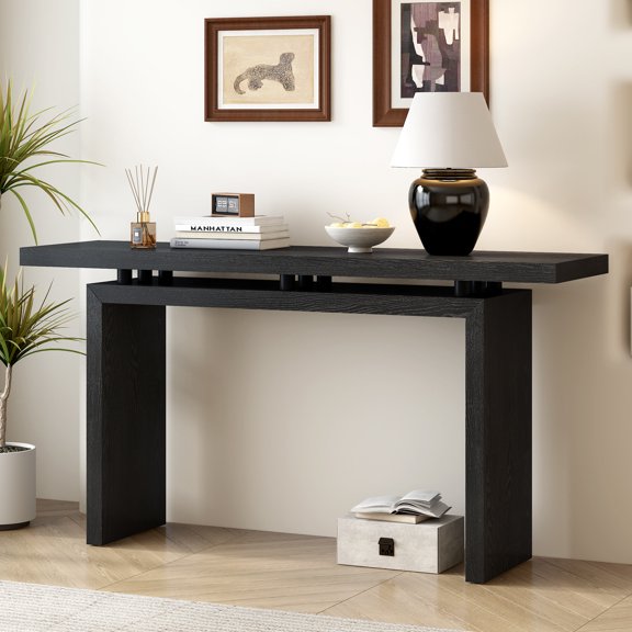 EUROCO 59.1" Wood Console Table,Modern Entryway Table Narrow Long Sofa Table Behind Couch Table for Living Room,Hallway,Black