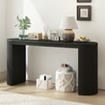thumbnail image 1 of EUROCO 59.2" Long Curved Console Table with Vertical Stripe , Narrow Sofa Table Behind The Couch, Wooden Rectangular Entryway Table for Entrance, Hallway, Living Room, Black, 1 of 7