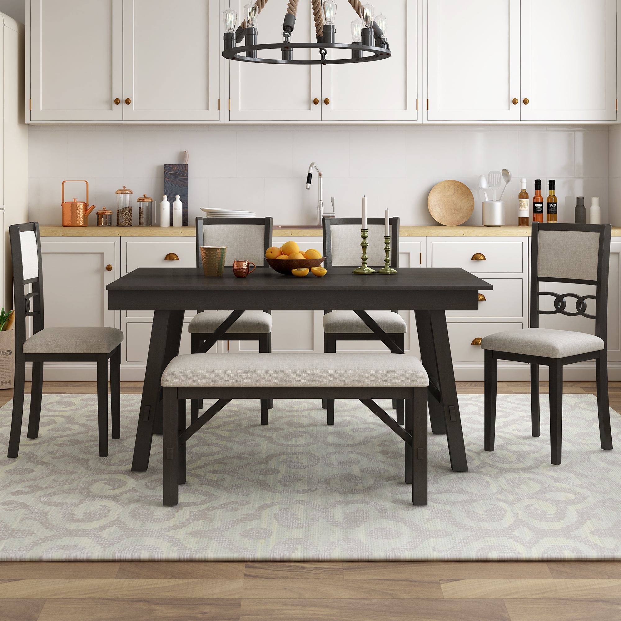 Espresso farmhouse 2024 dining table