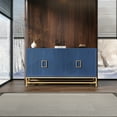 thumbnail image 1 of EUROCO 59.8" Retro Sideboard Storage Buffet Cabinet, wooden Buffet Cabinet with 4 doors, 2 Adjustable Shelves, Rectangular Metal Handles and Legs for Kitchen, Living room, and Dining Room, Navy, 1 of 8