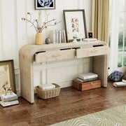 EUROCO 59" Console Table,Entryway Console Table with 2 Top Drawers and Open Style Design,Narrow Long Wood Sofa Table for Entrance, Living Room,Natural