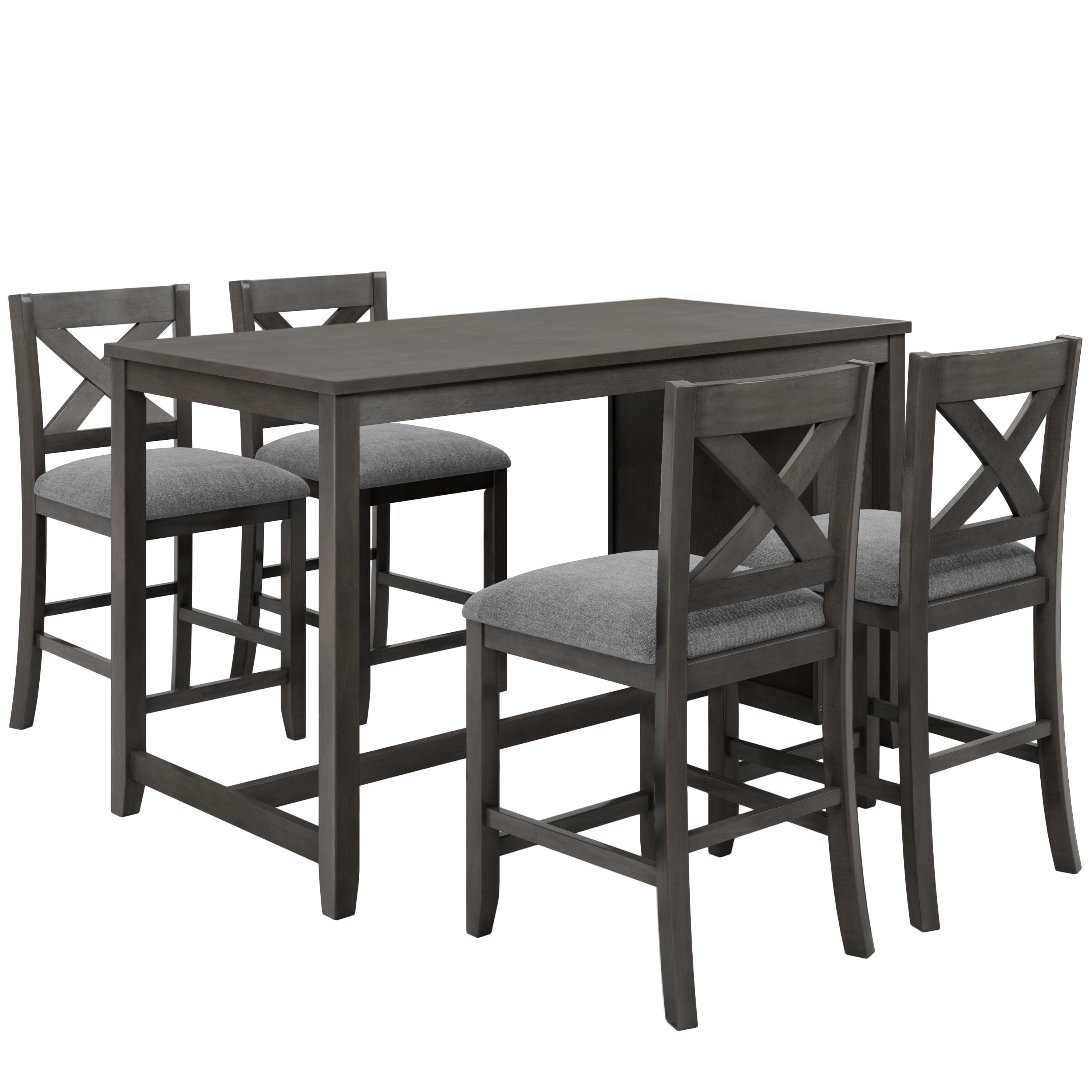 EUROCO 5PCS Counter Height Dining Table Set,60" Dining Room Set with