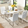 thumbnail image 1 of EUROCO 5PCS Faux Marble Dining Table Set,55.1" Longer Dining Room Table Set for 4 with MDF Tabletop,Stainless Steel Table and Chair Legs,4 PU Leather Chairs,Easy Clean and Waterproof Kitchen Set, 1 of 8