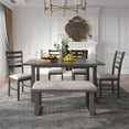 thumbnail image 1 of Euroco 6-Pieces Family Furniture Set, Solid Wood Dining Room Set with Rectangular Table,4 Chairs & Bench,Modern Kitchen Table Set for 6, 1 of 7