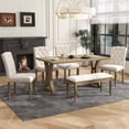 thumbnail image 1 of EUROCO  60"  6-Piece Dining Table Set,Dining Room Set with Table,Bench and  4 Cushioned Chairs,Solid Wood Rectangular Table and Chair Set, Kitchen Table Set, 1 of 10