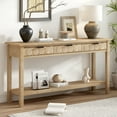 thumbnail image 1 of Euroco 60" Console Table,Narrow Long Sofa Table Behind Couch with 3 Drawers,Open Storage Shelf and Honeycomb Design for Entryway, Living Room,Foyer,Natural, 1 of 8