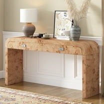 EUROCO 60" Entryway Console Table,Long Sofa Table with 2 Drawers and Burl Wood Veneer,Entry Way Table for Living Room, Hallway, Foyer,Brown