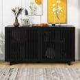 thumbnail image 1 of EUROCO 60" Modern Sideboard Storage Buffet Cabinet, Superior Storage Space Sideboard with 4 Hollow Designed Doors and 2 Adjustable Shelves for Living Room and Dining Room, Black, 1 of 9
