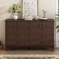 thumbnail image 1 of EUROCO 60'' Sideboard Storage Buffet Cabinet, 4-Door Buffet Cabinet with Adjustable Shelves, Three-Demensional Stripes Designed and Metal Handles, Espresso, 1 of 8