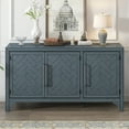 thumbnail image 1 of EUROCO 60'' Sideboard Storage Buffet Cabinet, MDF Buffet Cabinet with 3 Doors, Pine veneer and Adjustable Shelves for Living Rooms, Entrance and Study Rooms, Navy Blue, 1 of 8