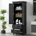 thumbnail image 1 of EUROCO 62.5" H Bathroom Storage Cabinet,Modern Floor Cabinet with Adjustable Shelf,Small Pantry with 2 Doors & Drawers,Storage Cabinet for Bathroom,Living Room,Office,Black, 1 of 7