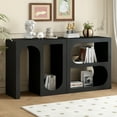 thumbnail image 1 of EUROCO 62.8" Longer Modular Console Table,Wood Entryway Table with Rectangular Exterior and Curved Interior Design for Customizable Arrangements,Black, 1 of 7