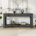 thumbnail image 1 of EUROCO 63" 4-Drawers Console Table Sofa Table, Solid Wood Funiture with Long Bottom Shelf for Entryway, Tan, 1 of 8