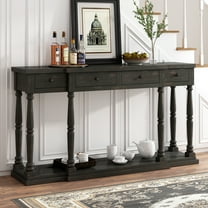EUROCO 63" Longer  Console Table Sofa Table for Entryway with 4 Drawers and Storage Shelf for Living Room Hallway Foyer Office, Antique Black