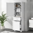 thumbnail image 1 of EUROCO 68.1'' Tall Bathroom Storage Cabinet, MDF Board Floor Storage Cabinet with 1 Door, 2 Different Size Drawers and Adjustable Shelf, Freestanding Cabinet with Painted Finish for Bathroom, White, 1 of 8