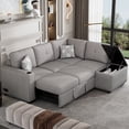 thumbnail image 1 of EUROCO  68.5"  Wider Chenille Pull-Out Sofa Bed,  L-Shaped Reversible Sectional Sofa Couch with Storage Chaise, USB Ports, Power Sockets, Cup Holder for Living Room,  Bedroom, Study, Gray, 1 of 12