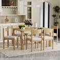 thumbnail image 1 of Euroco 7-Piece Dining Table Set with 6 Chairs,59.8" Kitchen Table & Chairs Set with Solid Wood Frame for 6,Perfect for Small Space,Natural, 1 of 8