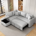 thumbnail image 1 of EUROCO 76.3"W Sectional Sofa L-Shaped Sofa Couch,1500LBS Pull Out Sofa Bed Sleeper Sofa with 2 USB Ports,2 Power Sockets,Ergonomical Armrest and Storage Ottoman,4-seat Fabric Convertible Couch, 1 of 7
