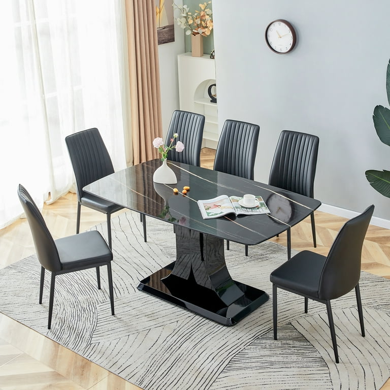 Glass dining table set for 6 deals
