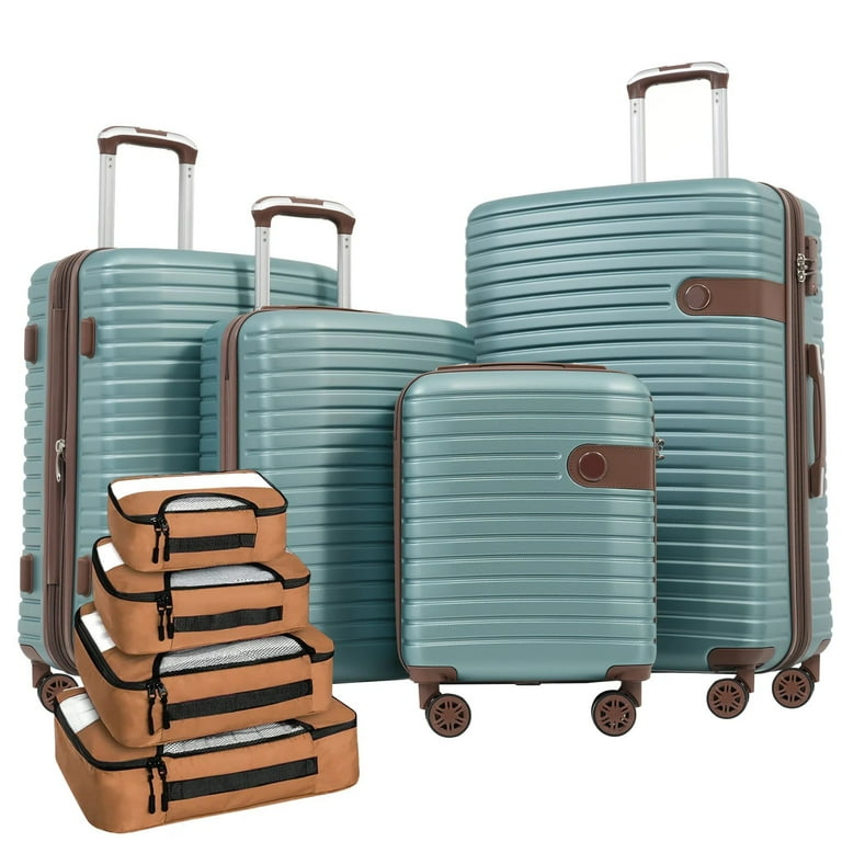EUROCO 8 Piece Luggage Set, Expandable ABS Durable Suitcase Sets