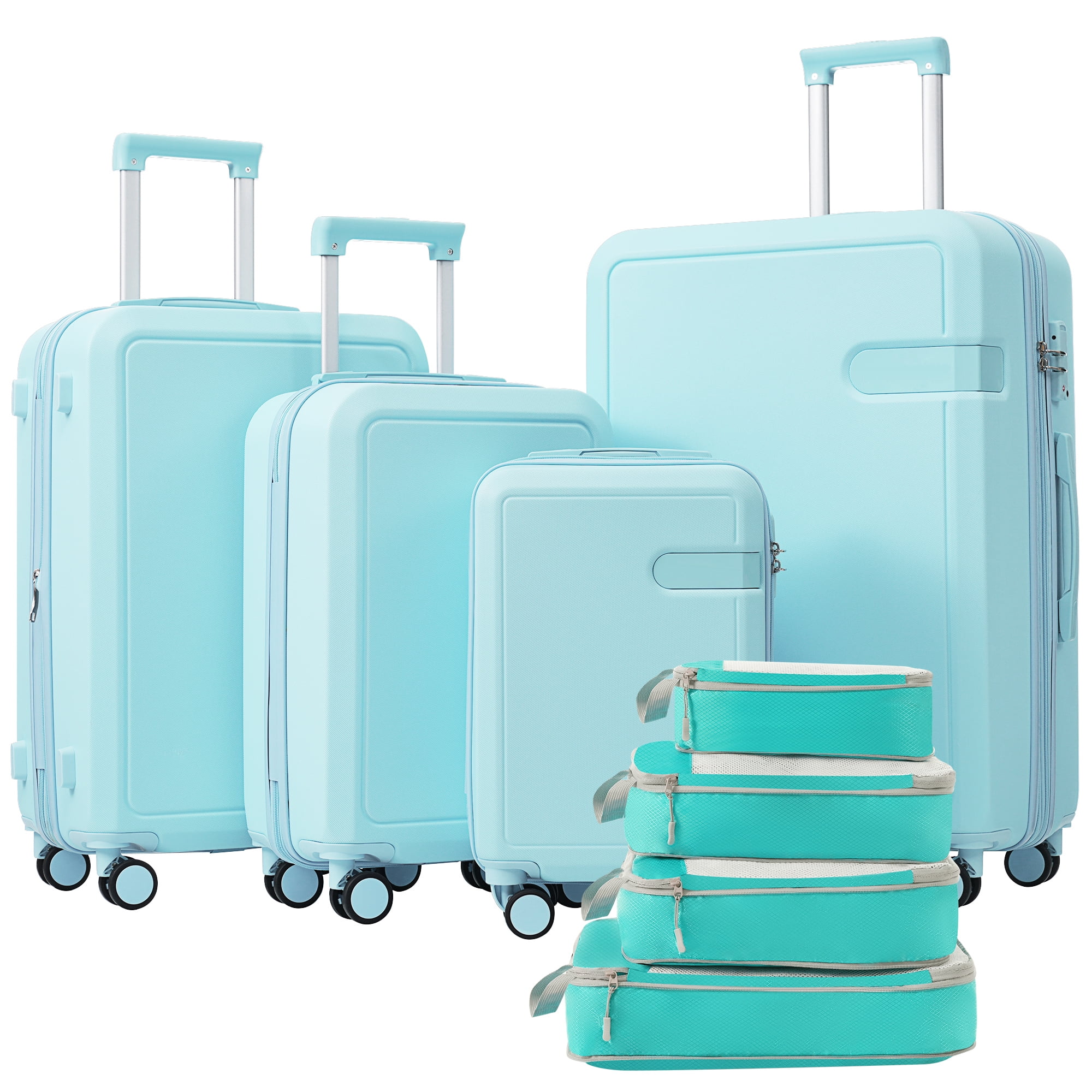 EUROCO 8-Piece Luggage Sets(16",20", 24", 28"),Hardside Expandable Carry On Suitcase with 4 Compression Packing Cubes,TSA Lock and 4 Spinner Wheels,Light Blue - Walmart.com