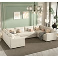 thumbnail image 1 of EUROCO 8 Seat  Upholstered  Sectional Sofa,U-Shaped Sofa with Thick Seat and Back Cushions, Large Sectional Couch with Removable Cushions and Cushion Cover,Beige, 1 of 10