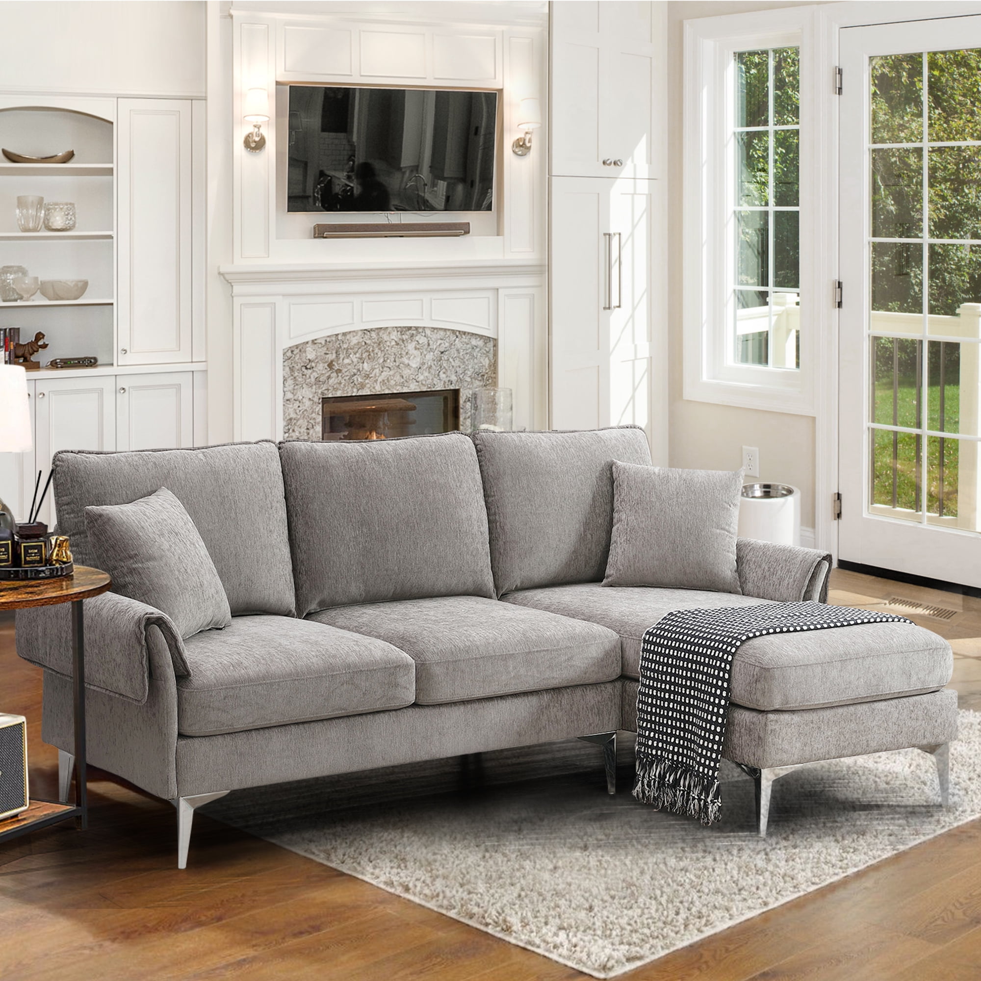 Chenille Convertible Sectional Sofa