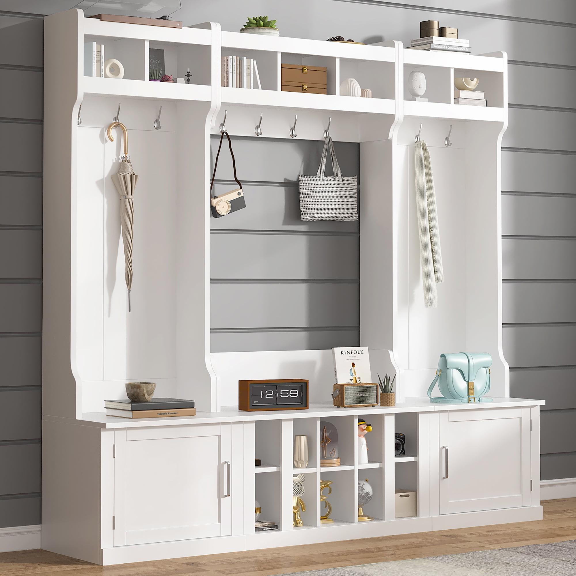 Bench with hooks and cubbies sale