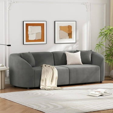 EUROCO 87" 2-Seat Modern Sofa,Curved Contemporary Sofa with Extra Large Seat Width & Depth,Medium Firm Seat Cushion,Streamlined Design and Durable Frame,Comfy Sofa for Stylish Living Space,Grey