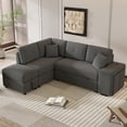 thumbnail image 1 of Euroco Chenille Convertible Sectional Sofa with Pillows and Stools, Dark Gray, 1 of 8