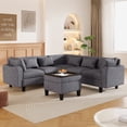 thumbnail image 1 of EUROCO 87" Sectional Sofa Free Combination Sectional Couch, 6-Seat L-Shaped Sofa Couch with 6 pillows, Storage Ottoman, and Ergonomic Armrests for Living Room,Apartment,G, 1 of 9