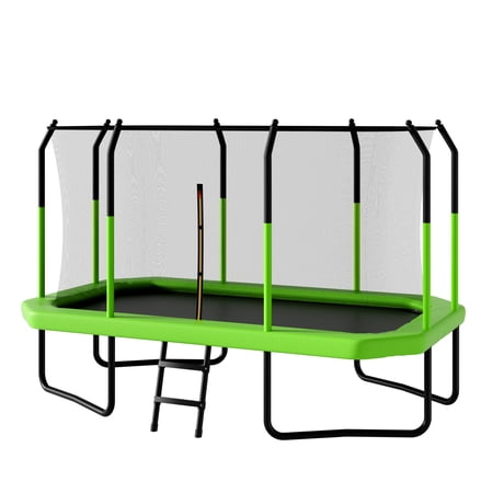 EUROCO 8X14FT Large Rectangle Outdoor Trampoline with Weather-Resistant Enclosure Net and Ladder, Maximum Load Capacity Backyard Jump Pad for Family