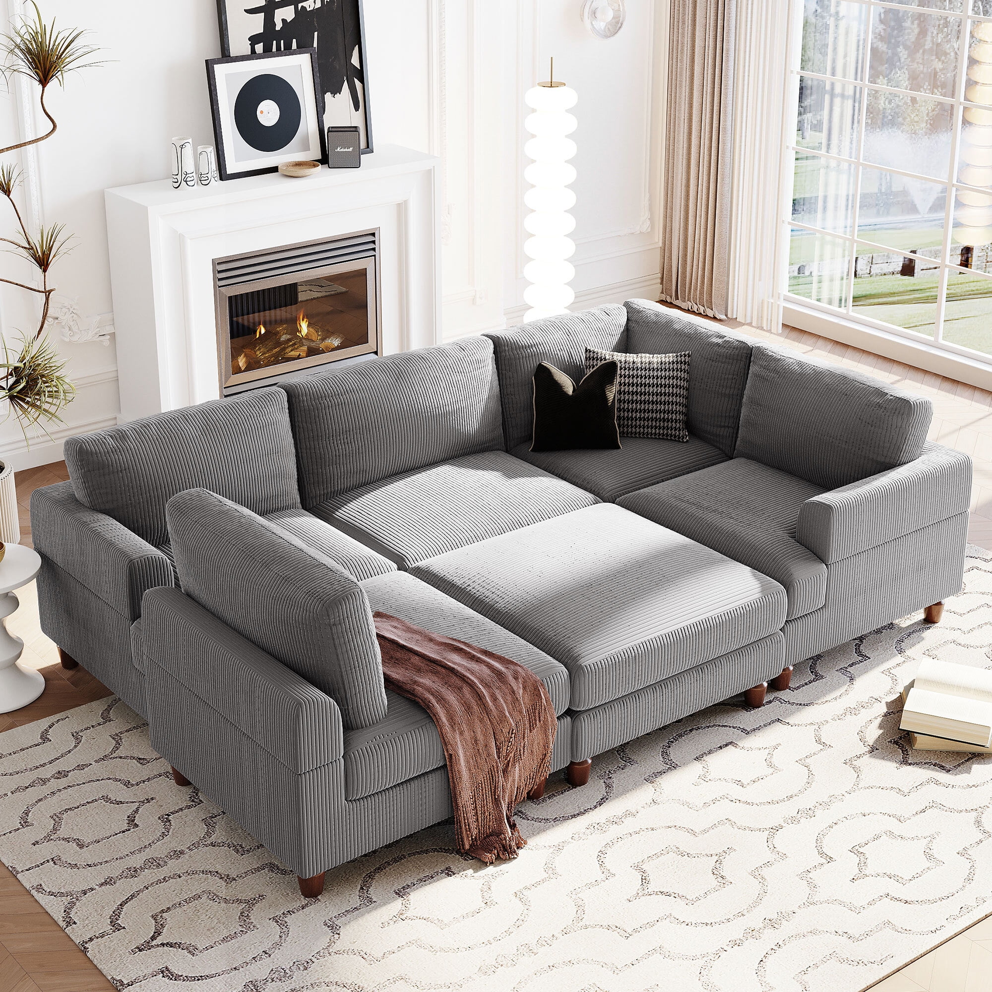 EUROCO 98"×98" Modular Sectional Sofa, LShape Convertible Sectional