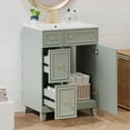 thumbnail image 1 of EUROCO Bathroom Vanity with Ceramic Sink, 24" Freestanding Bathroom Cabinet Vanity with 2 Drawers,Lager Storage,1 Door ,Solid Wood Frame Bathroom Vanities,Green, 1 of 9