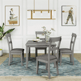 thumbnail image 1 of EUROCO Burlap 5 Piece Dining Table Set with Square Table, Gray, 1 of 9