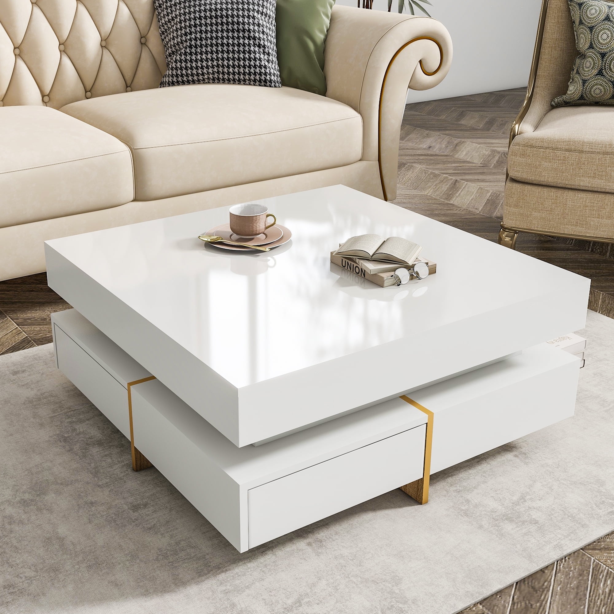 Euroco Storage Particle Board Coffee Table, White