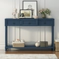 thumbnail image 1 of EUROCO Console Table Sofa Table with Three Projecting Storage Drawers, Long Bottom Shelf, Solid Wood Funiture for Entryway, Antique Navy, 1 of 8