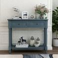 thumbnail image 1 of EUROCO Daisy Series Console Table with Two Storage Drawers, Bottom Shelf, Solid Wood Funiture for Entryway, Navy, 1 of 8