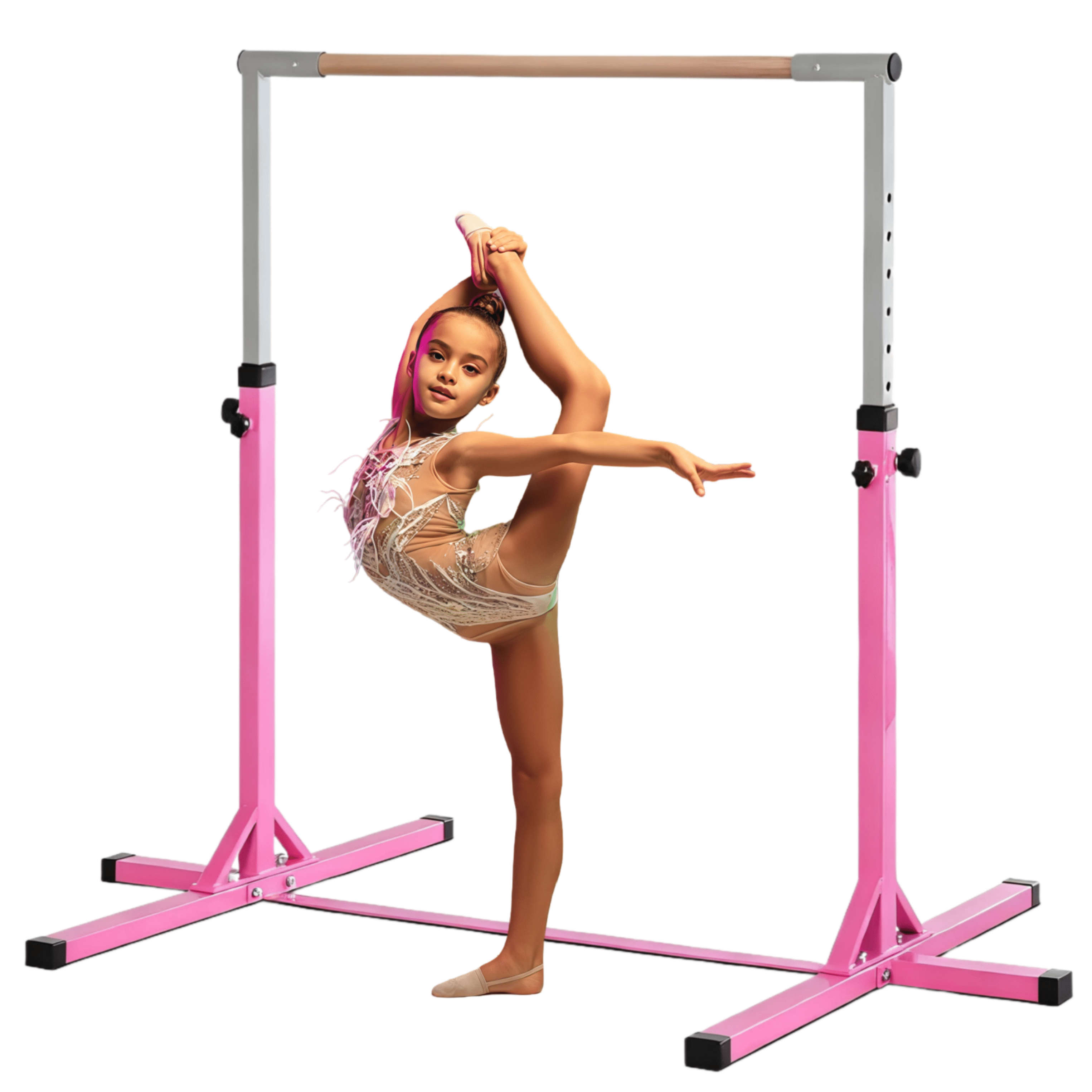EUROCO Expandable Gymnastics Bar for Kids, Height Adjustable Horizontal Training Bar Home Gym
