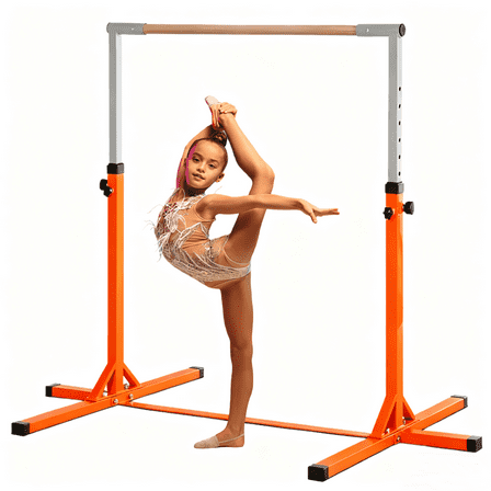EUROCO Expandable Gymnastics Bar for Kids, Height Adjustable Horizontal Training Bar Home Gym