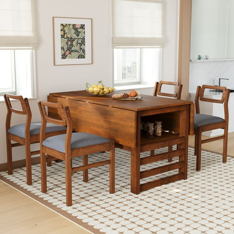 EUROCO Extendable Dining Table Set for 4, 5-Piece 47.2